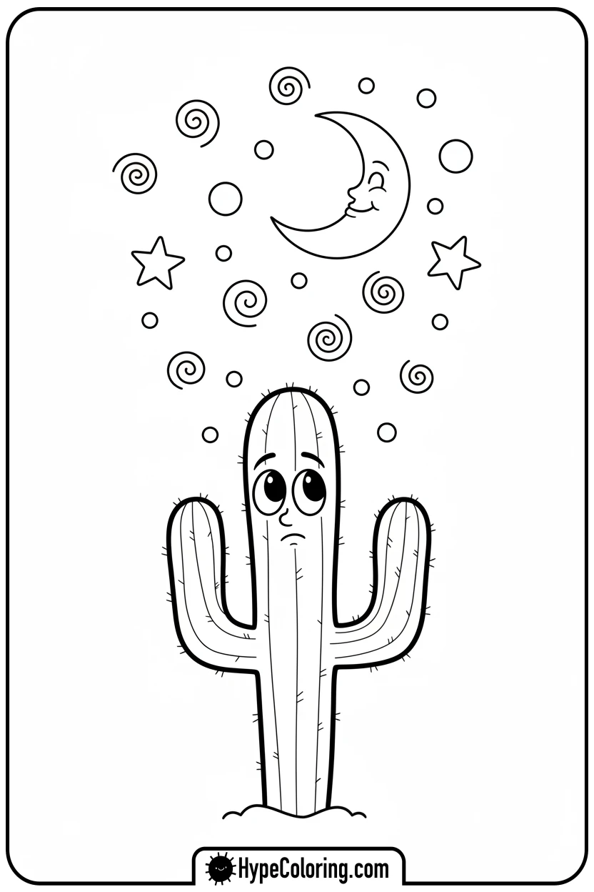 saguaro-cactus-star-gazing - cactus coloring page