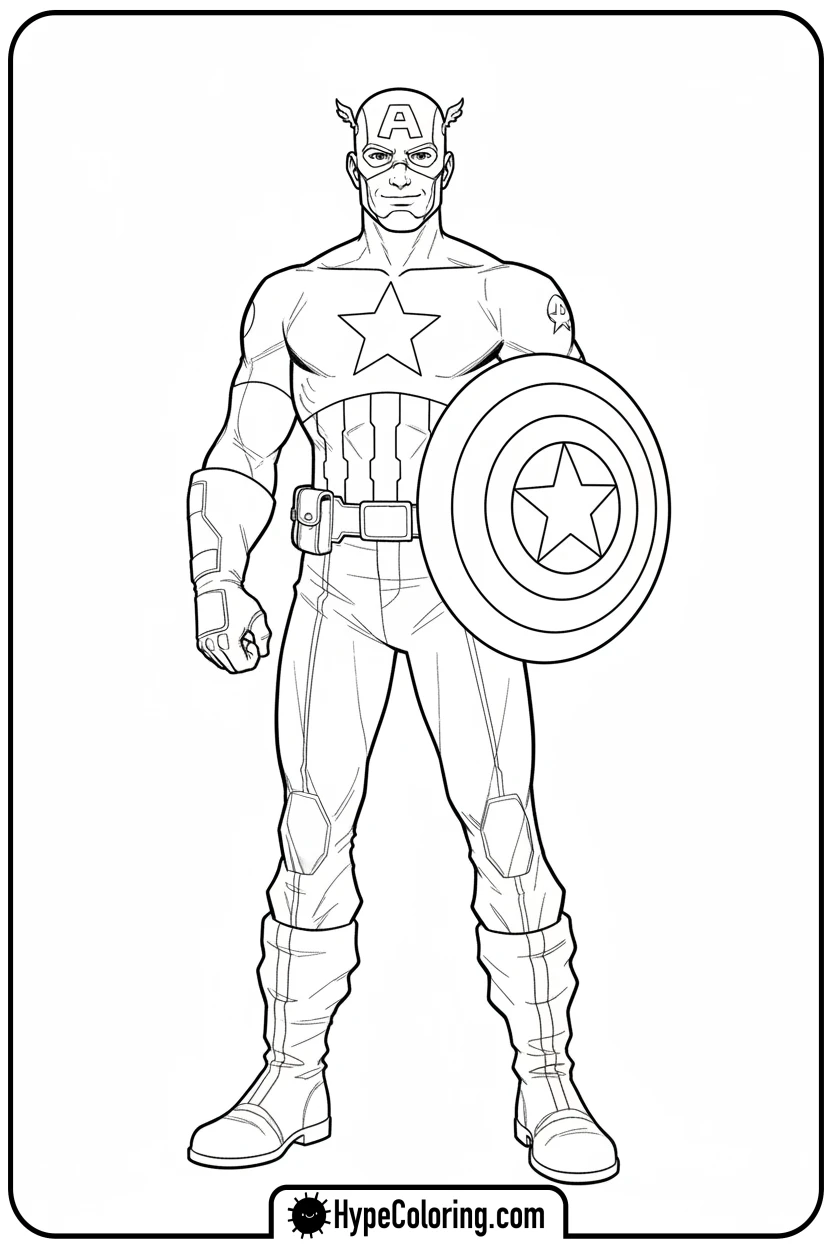 captain-america-standing-proudly - captain america coloring book pages