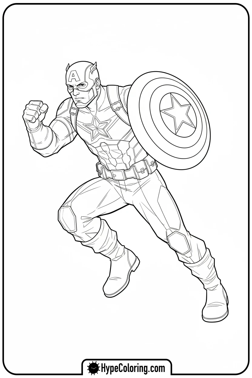 captain-america-running-fast - captain america coloring book pages