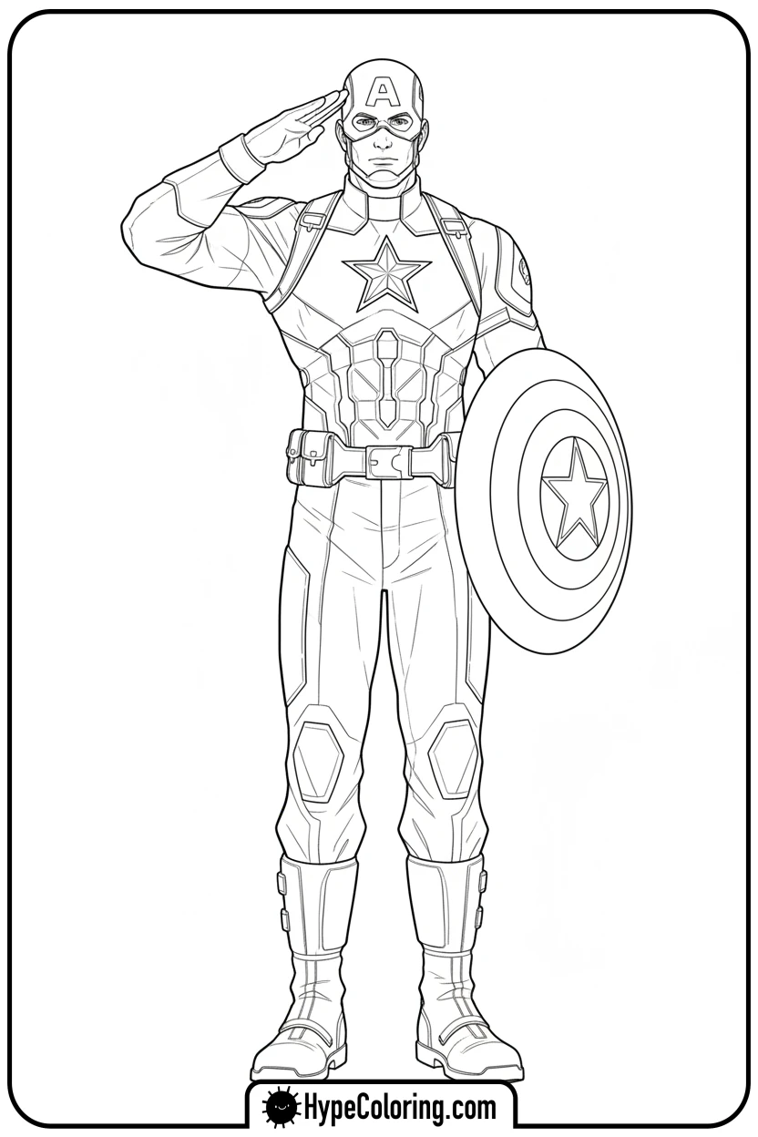 cap-giving-a-salute - captain america coloring book pages
