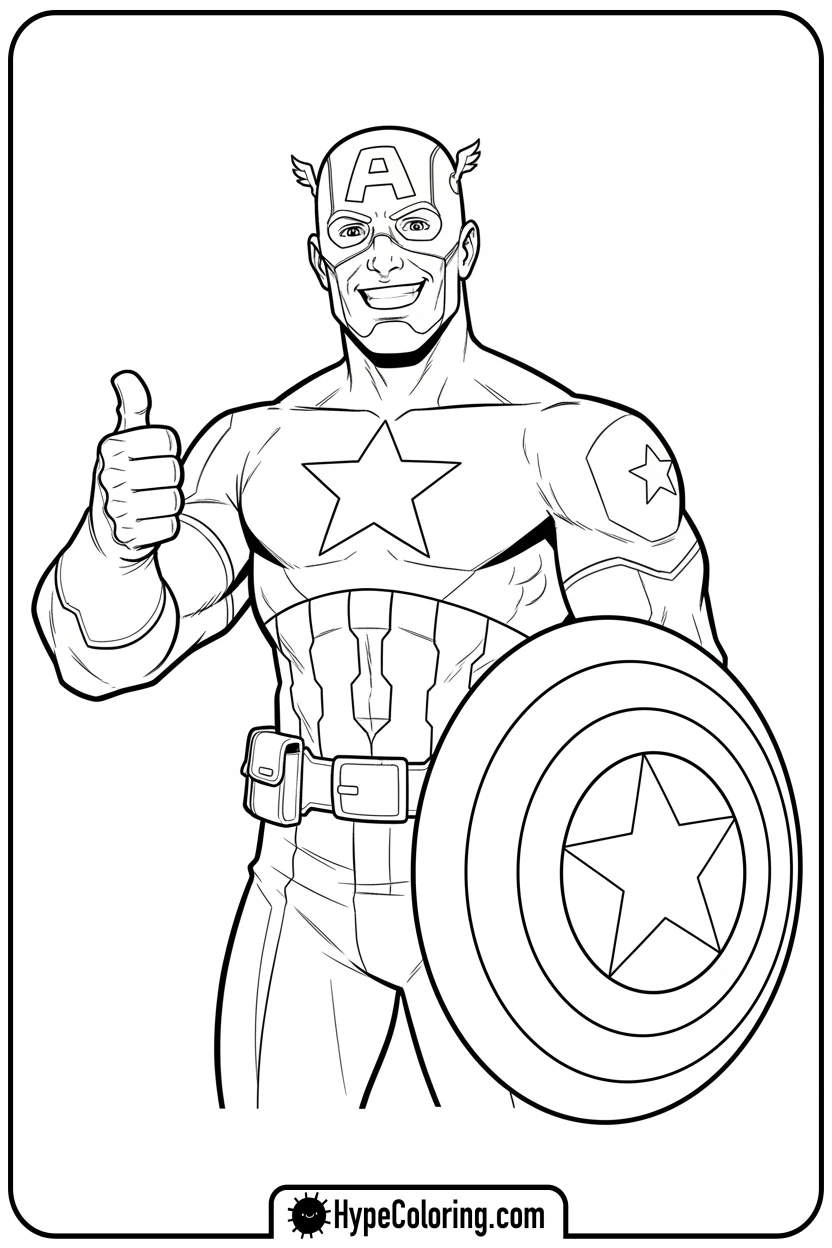 cap-giving-thumbs-up - captain america coloring book pages