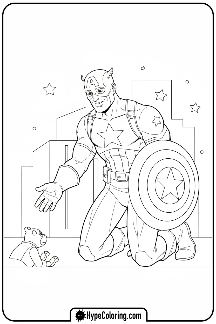 cap-offering-a-helping-hand - captain america coloring book pages
