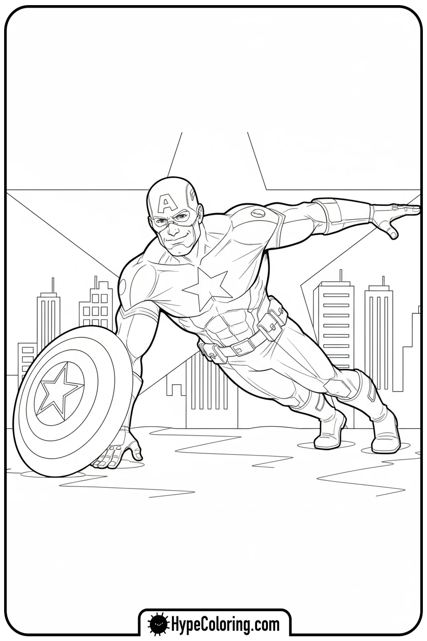 cap-doing-one-arm-push-up - captain america coloring book pages