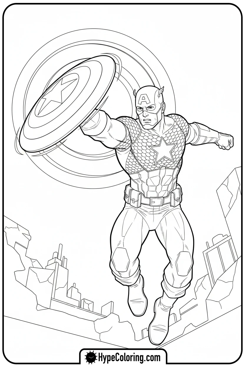 cap-catching-returning-shield - captain america coloring book pages