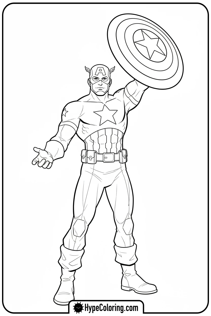 cap-victory-pose - captain america coloring book pages