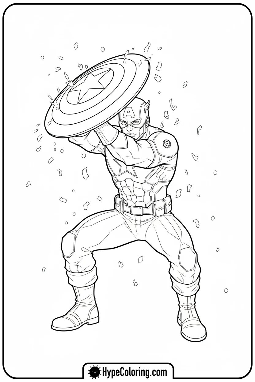 cap-blocking-with-shield - captain america coloring book pages