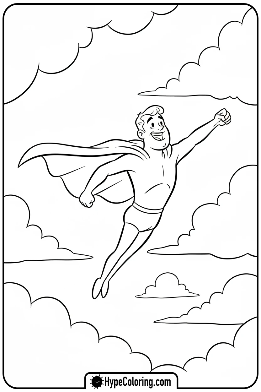 captain-underpants-flying-through-clouds - captain underpants coloring pages