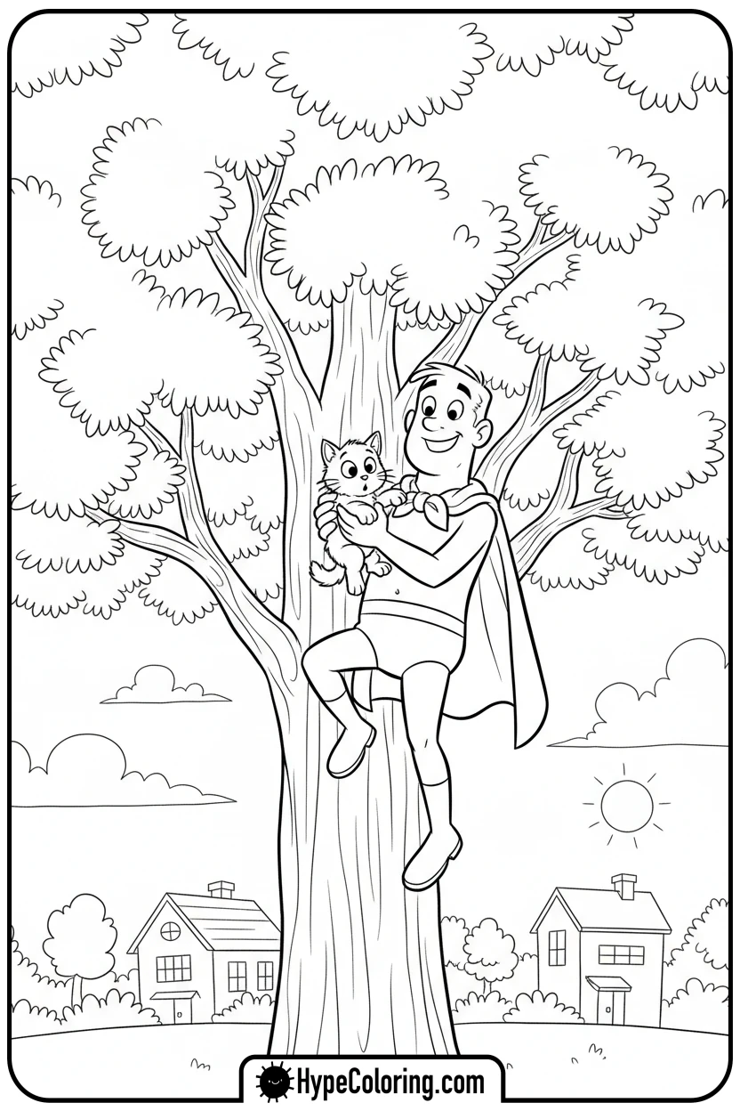 captain-underpants-rescuing-a-kitten - captain underpants coloring pages