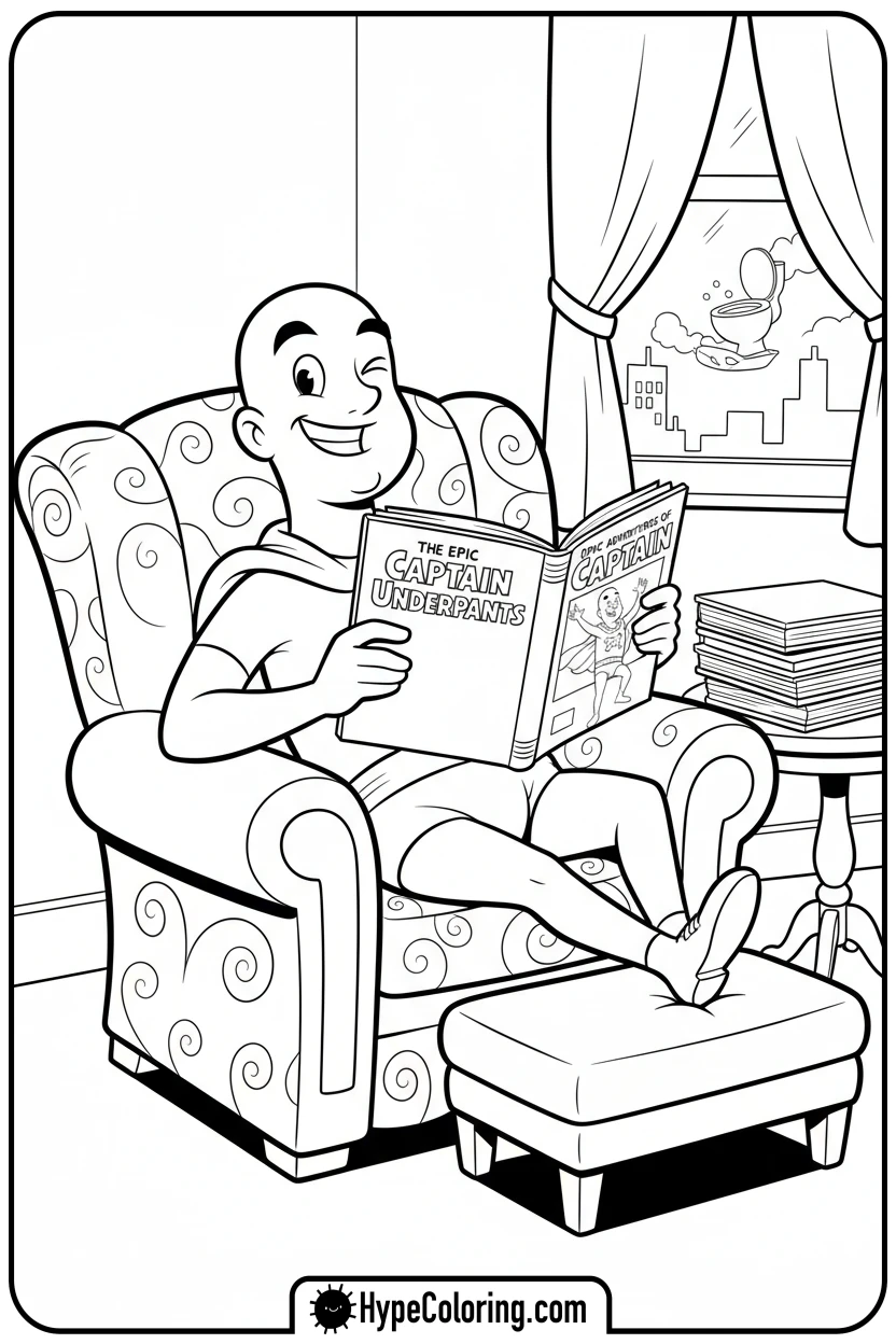captain-underpants-reading-comic-book - captain underpants coloring pages