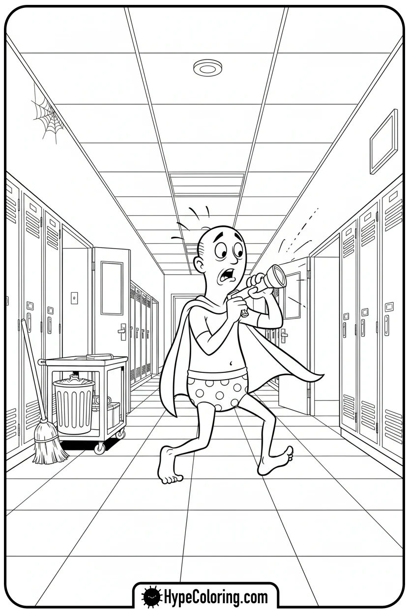 captain-underpants-sneaking-around-school - captain underpants coloring pages