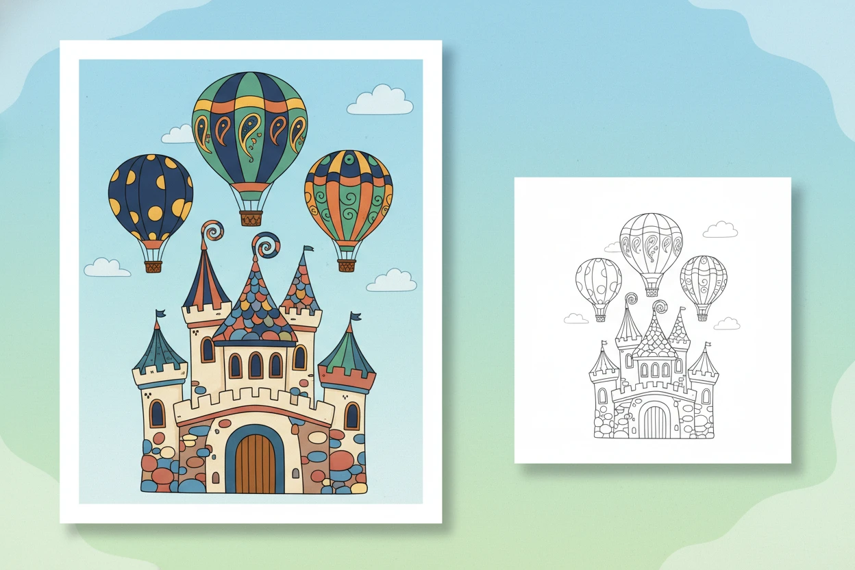 a-whimsical-castle-with-a - castle color pages