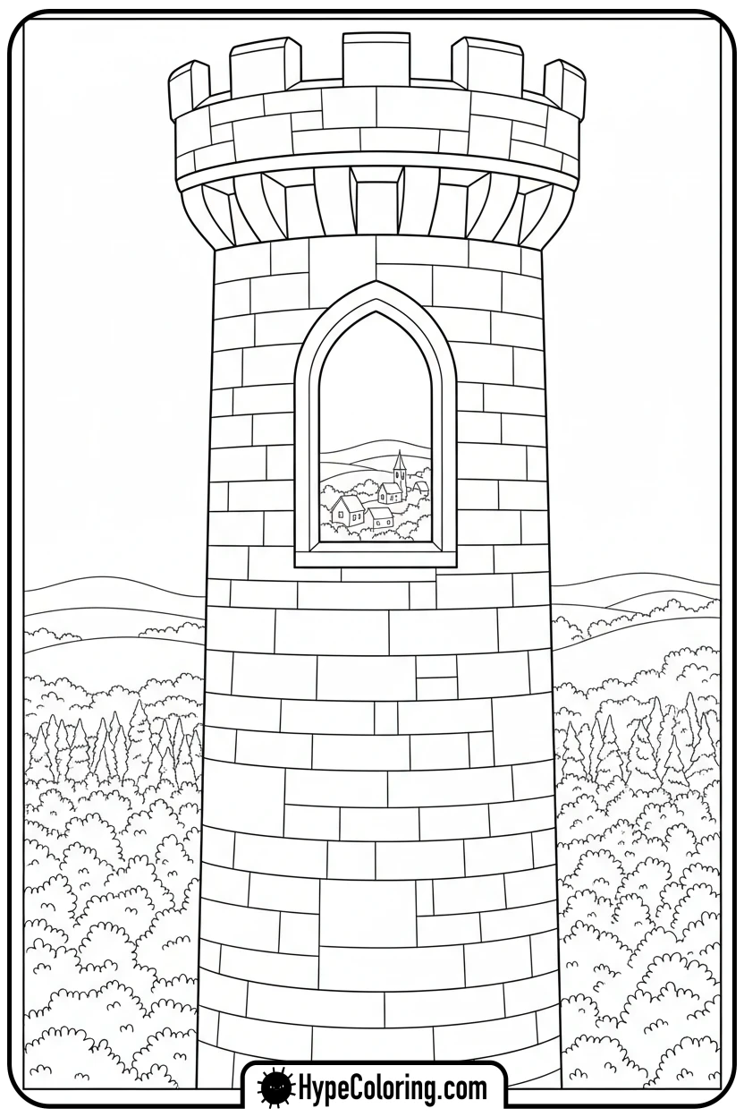 castle-tower-view-of-landscape - castle color pages