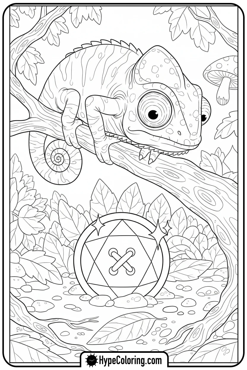 chameleon-finding-lost-button - chameleon coloring page