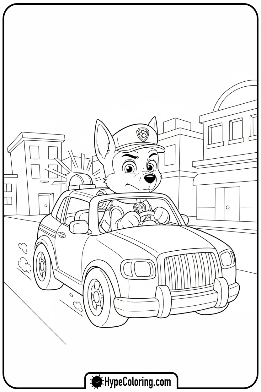 chase-driving-police-car - chase coloring page
