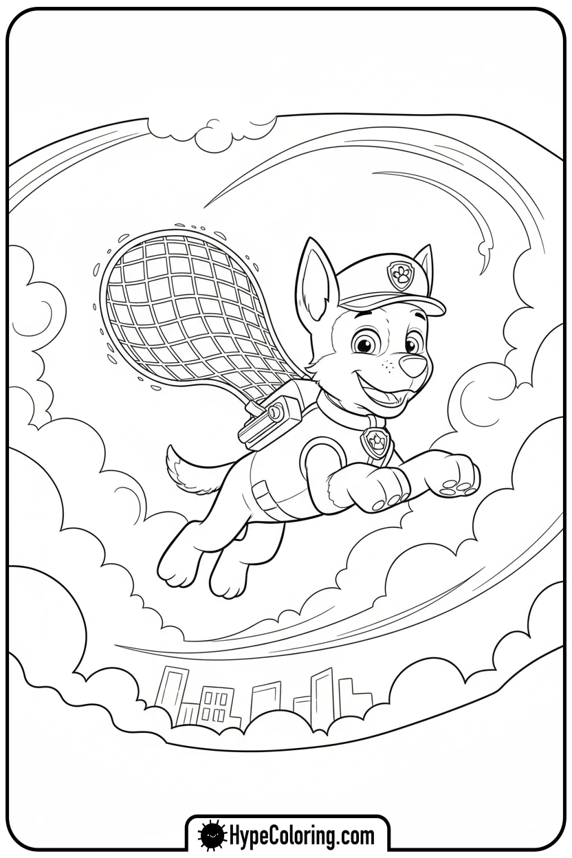 chase-using-rescue-net - chase coloring page