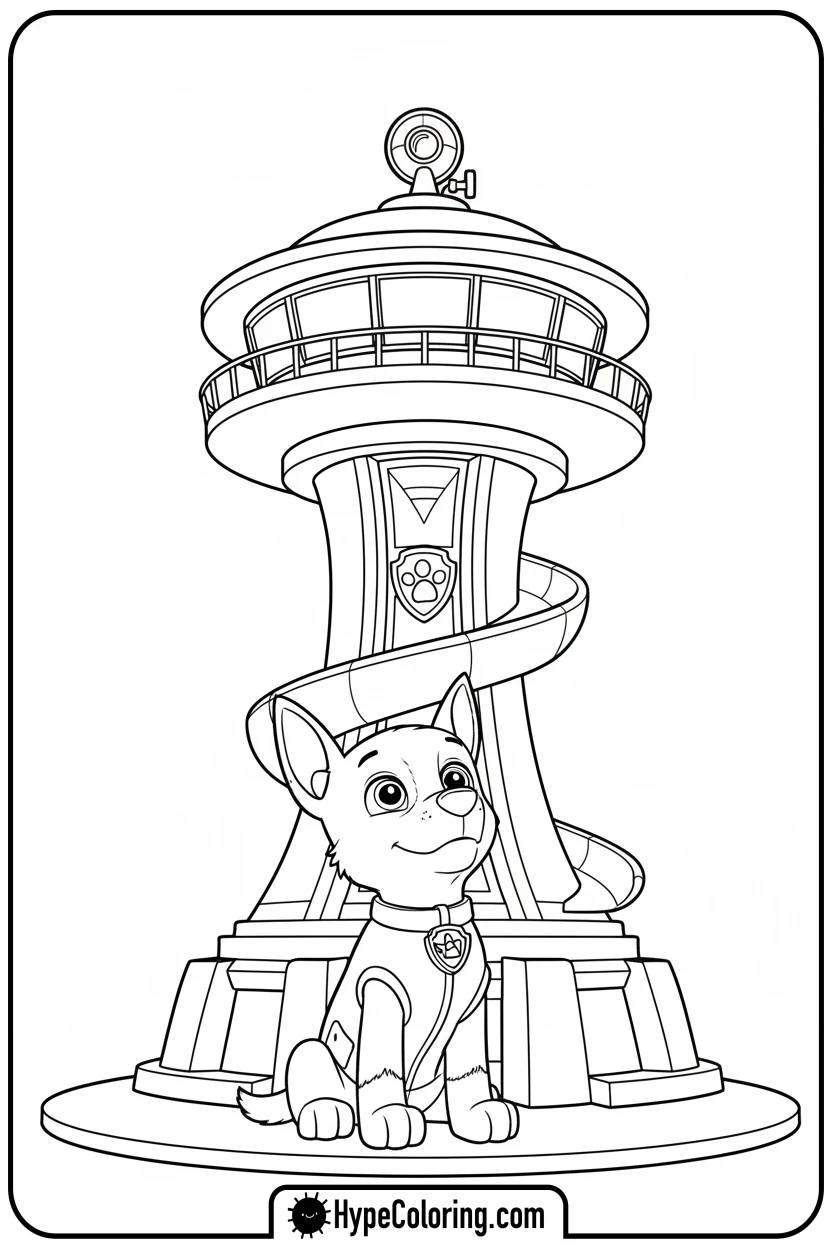 chase-at-lookout-tower - chase coloring page