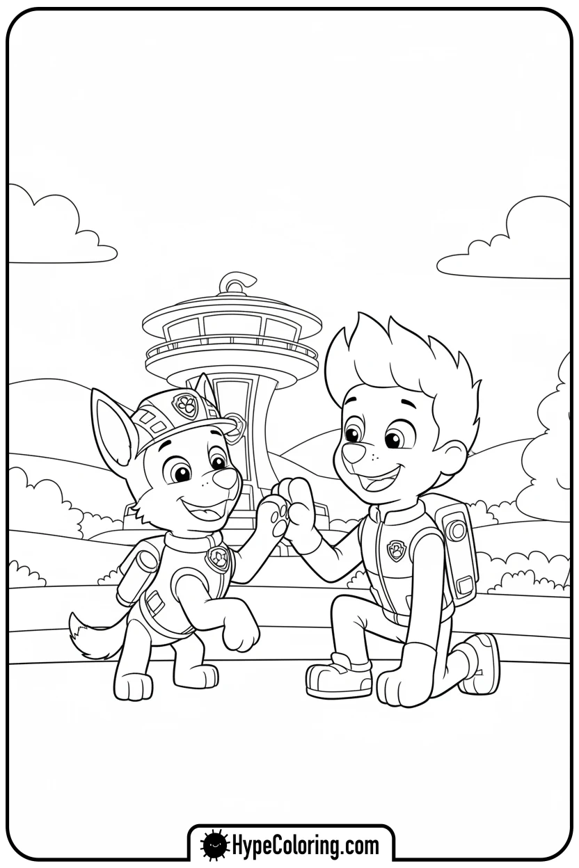 chase-paw-fiving-ryder - chase coloring page