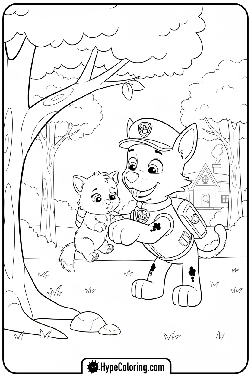 chase-rescuing-kitten - chase coloring page