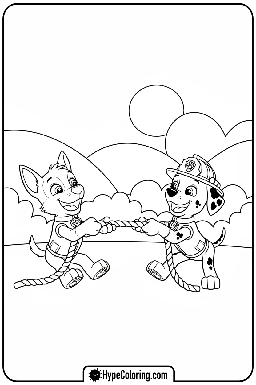 chase-and-marshall-playing - chase coloring page