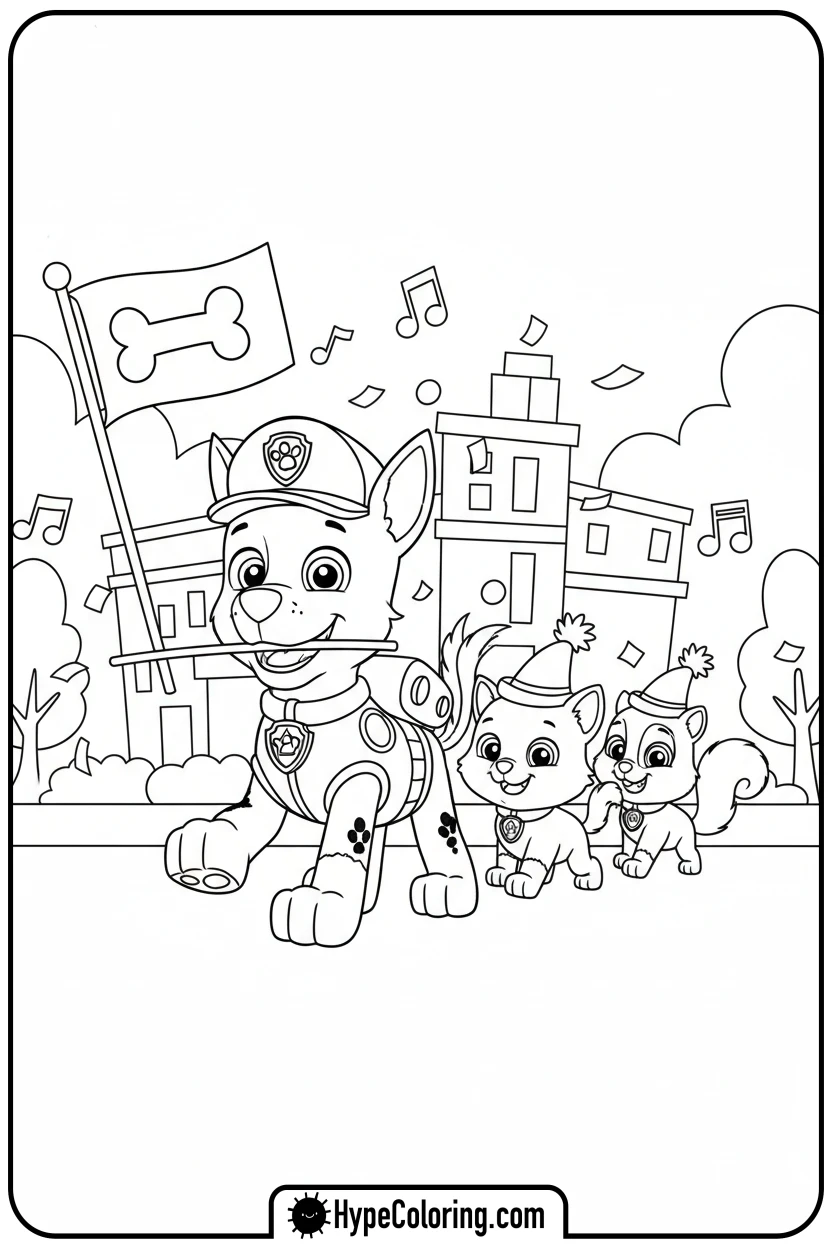 chase-leading-parade - chase coloring page