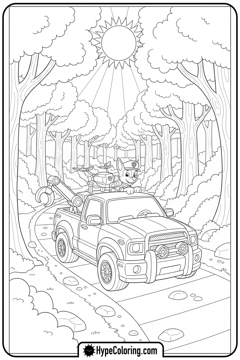 chase-in-spy-truck - chase coloring page