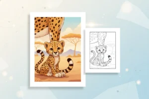 a-playful-cheetah-cub-hiding - cheetah coloring pages