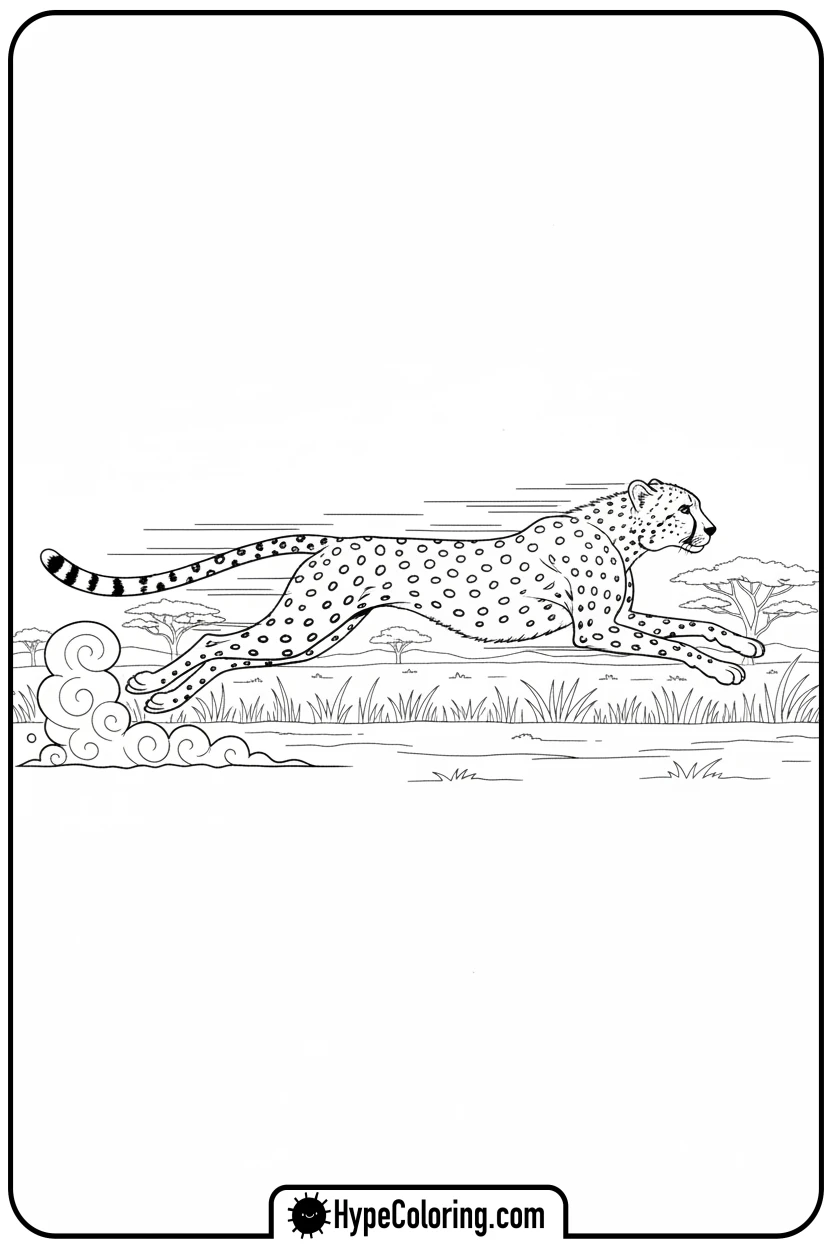 cheetah-sprinting-across-savanna - cheetah coloring pages