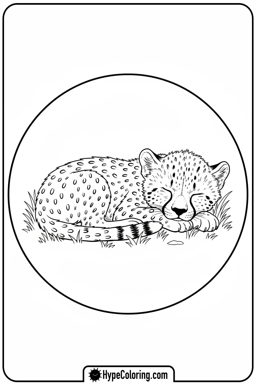 sleeping-cheetah-cub - cheetah coloring pages