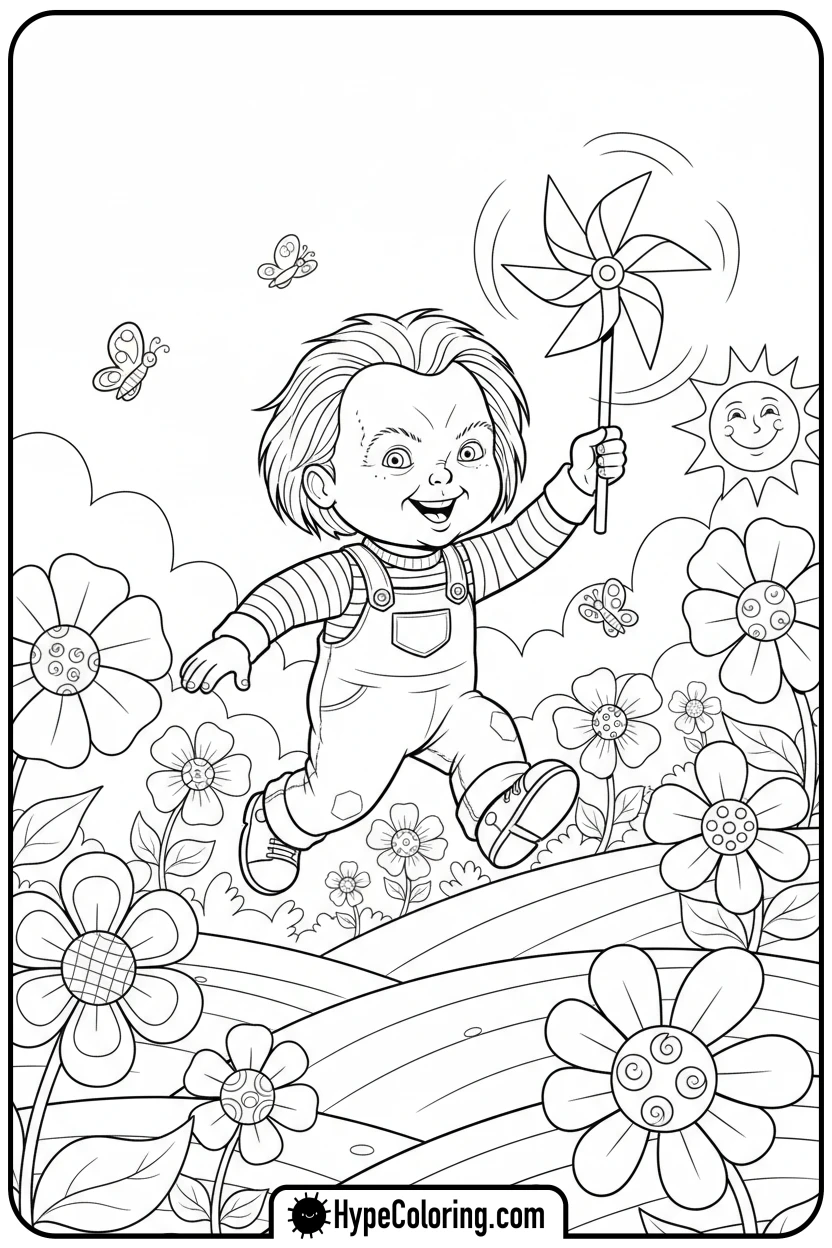 Click to download PDF chucky-skipping-with-pinwheel - chucky color page