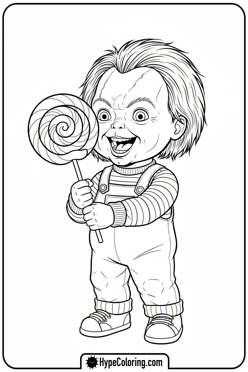 Click to download PDF chucky-with-giant-lollipop - chucky color page