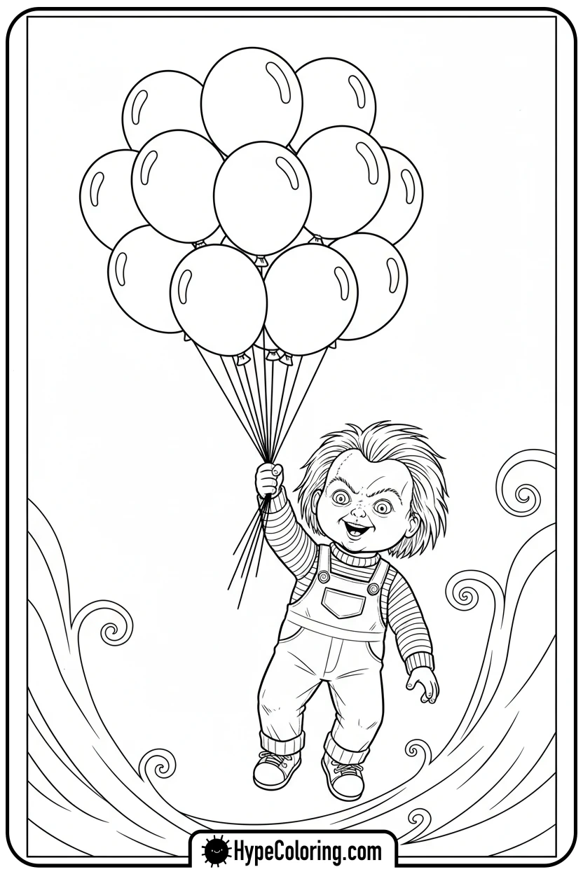 Click to download PDF chucky-floating-with-balloons - chucky color page