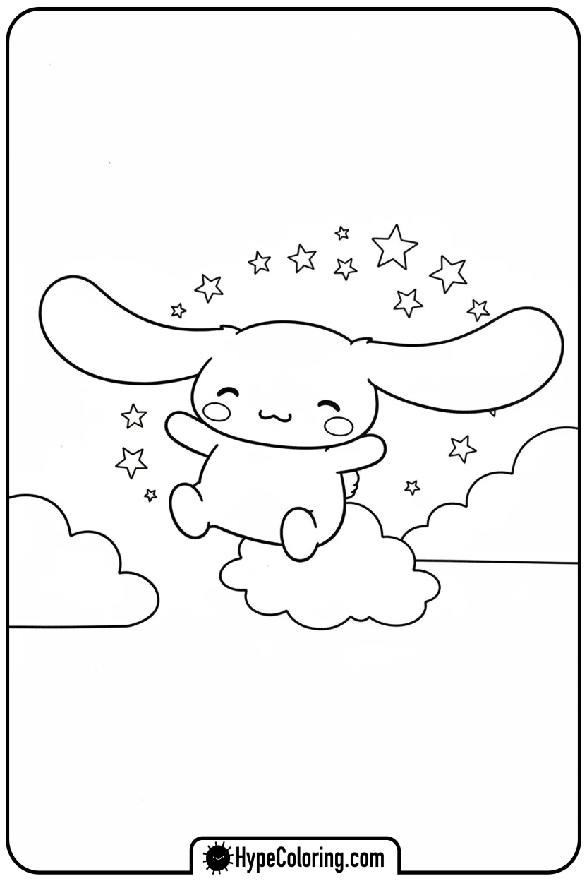 cinnamoroll-flying-happily - cinnamoroll cute coloring page for blind boxes