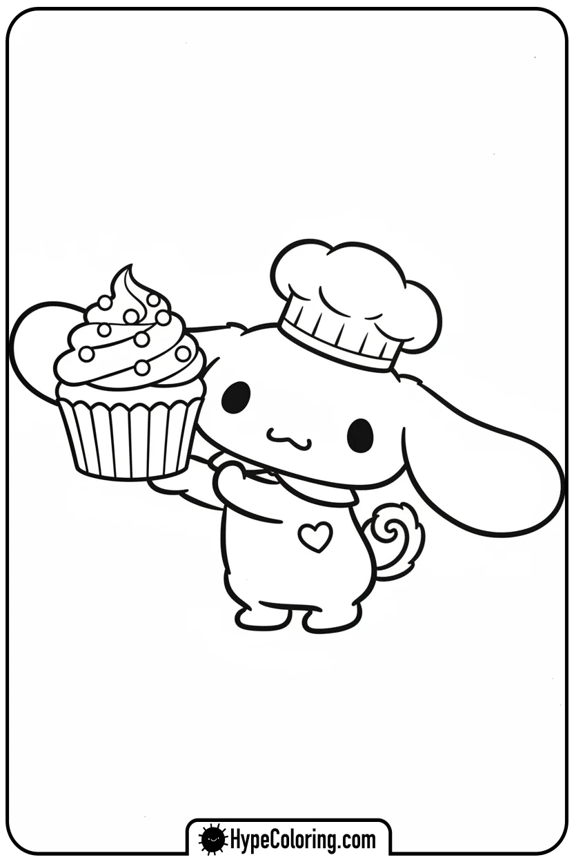 cinnamoroll-with-cupcake - cinnamoroll cute coloring page for blind boxes