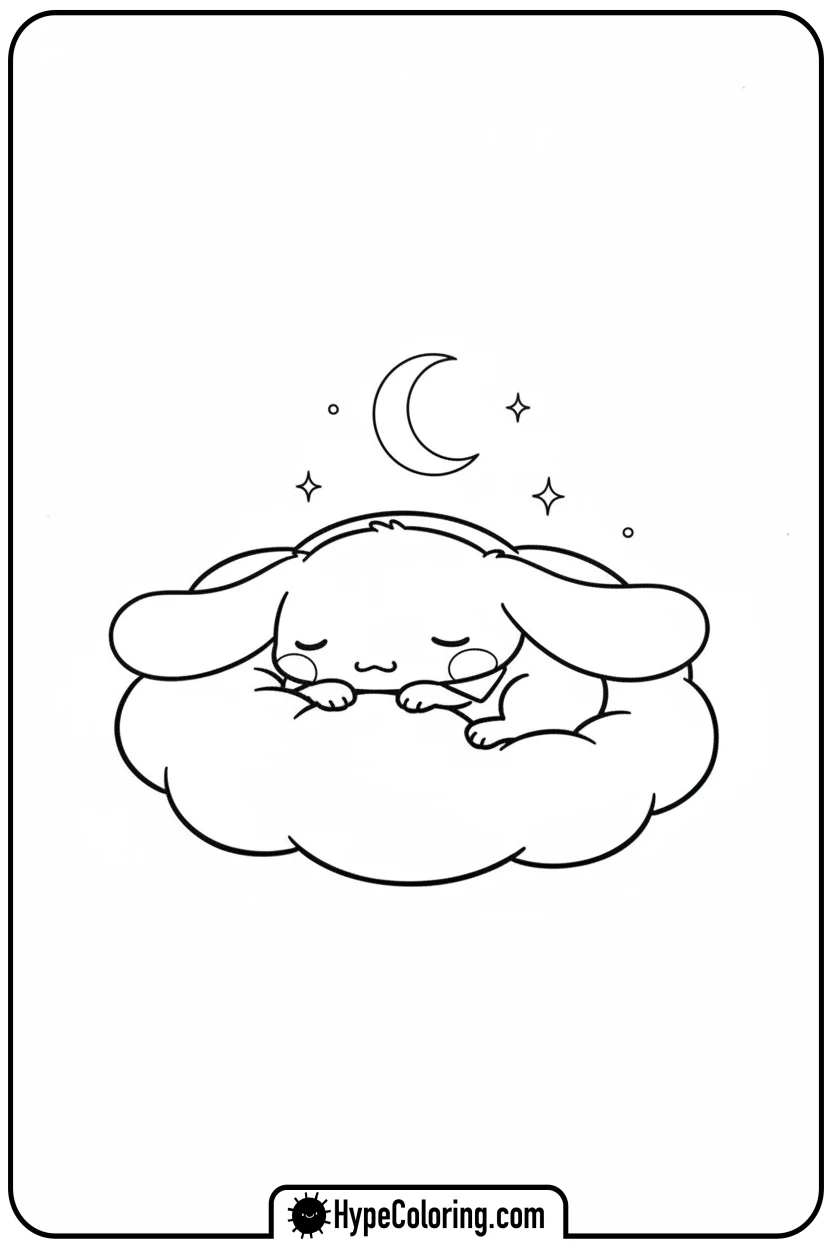 cinnamoroll-sleeping-on-cloud - cinnamoroll cute coloring page for blind boxes