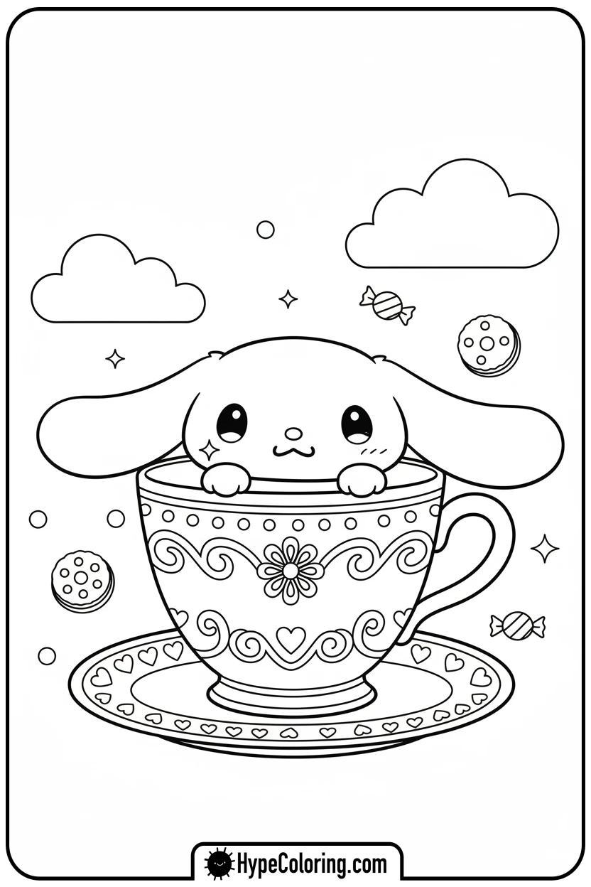 cinnamoroll-in-teacup - cinnamoroll cute coloring page for blind boxes