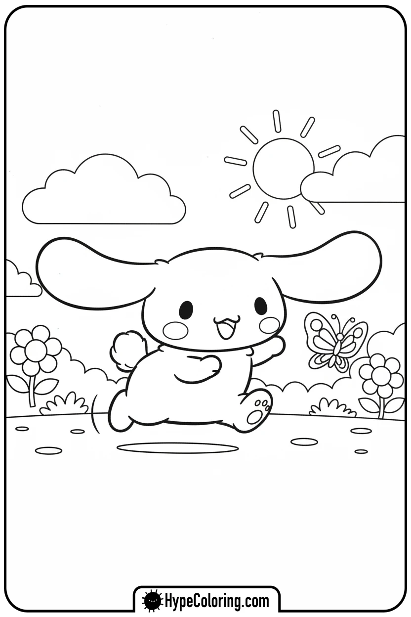 cinnamoroll-chasing-butterfly - cinnamoroll cute coloring page for blind boxes