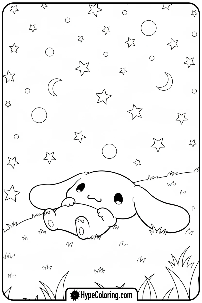 cinnamoroll-stargazing - cinnamoroll cute coloring page for blind boxes