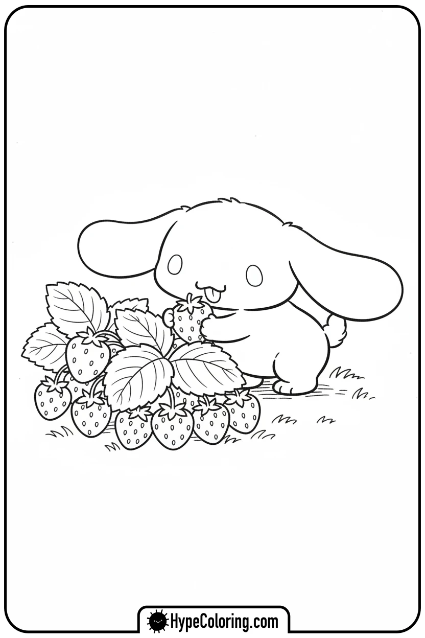 cinnamoroll-picking-berries - cinnamoroll cute coloring page for blind boxes