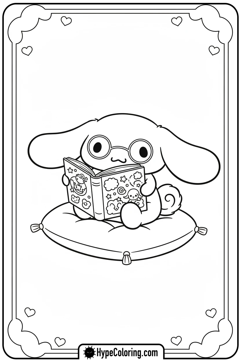 cinnamoroll-reading-book - cinnamoroll cute coloring page for blind boxes