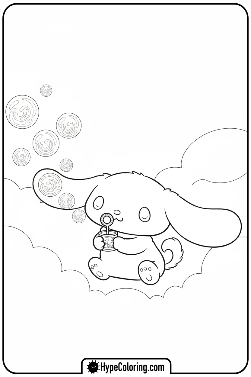 cinnamoroll-blowing-bubbles - cinnamoroll cute coloring page for blind boxes