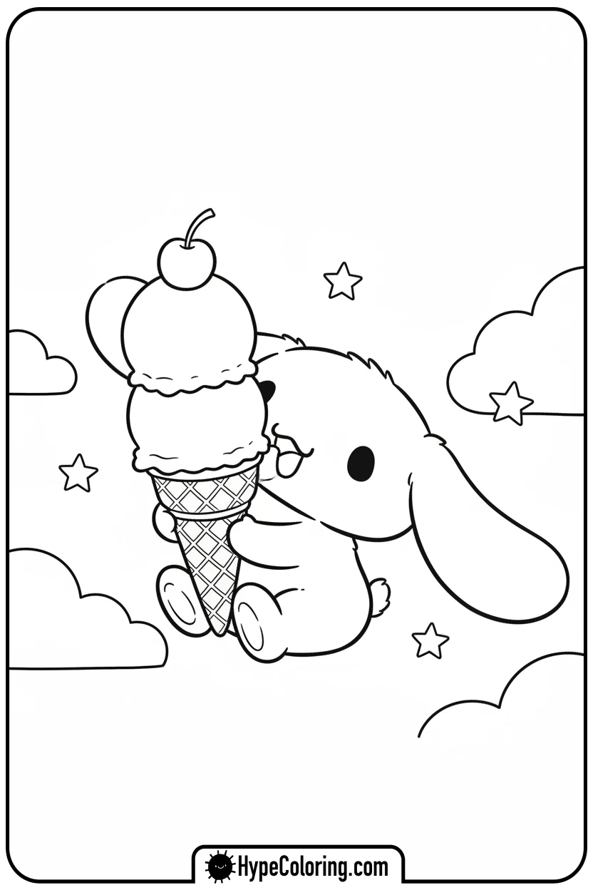 cinnamoroll-with-ice-cream - cinnamoroll cute coloring page for blind boxes