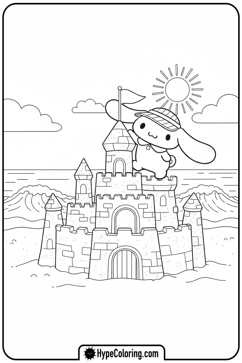 cinnamoroll-building-sandcastle - cinnamoroll cute coloring page for blind boxes