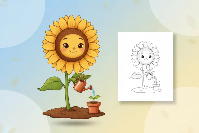 a-kind-sunflower-gently-holding - color page sunflower