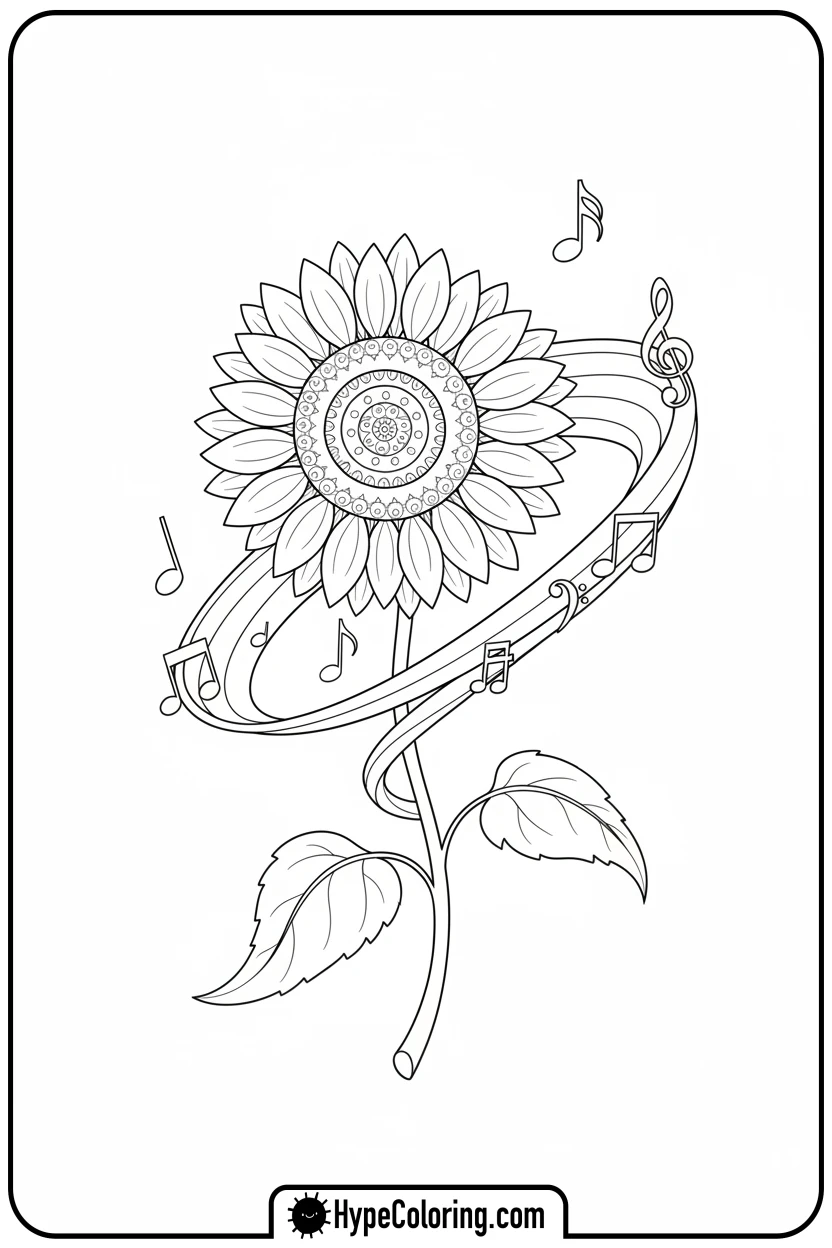 Click to download PDF sunflower-character-dancing-gracefully - color page sunflower