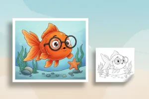 a-silly-goldfish-wearing-big - coloring book pages of fish