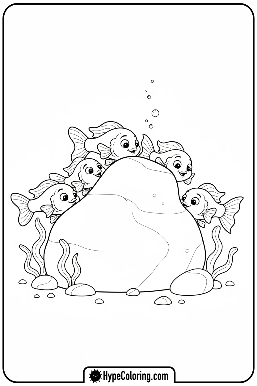 guppies-playing-hide-and-seek - coloring book pages of fish