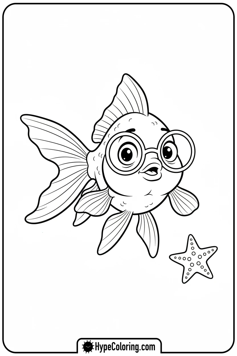 goldfish-wearing-spectacles - coloring book pages of fish