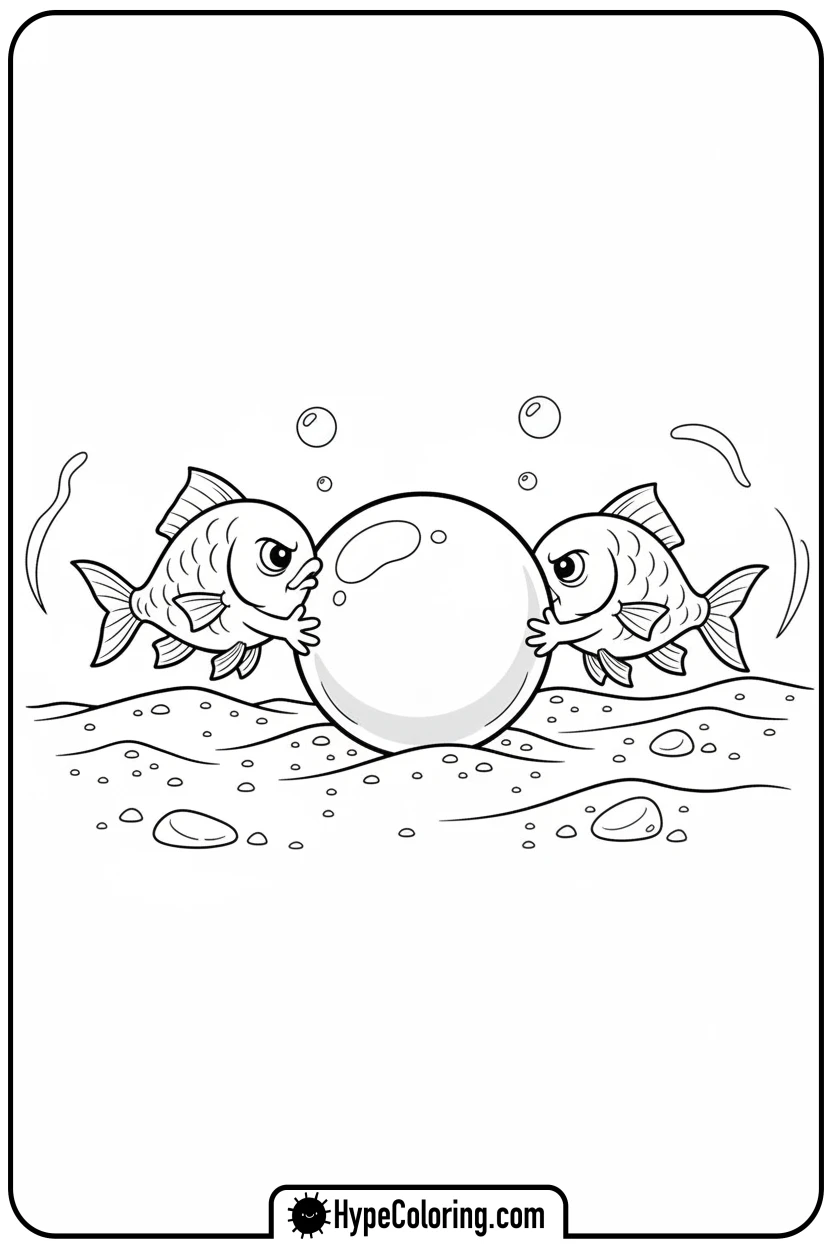 fish-pushing-a-pearl - coloring book pages of fish