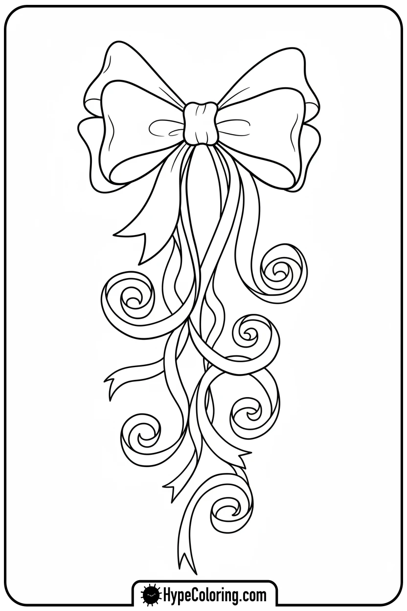 elegant-bow-floating-downwards - coloring pages bows