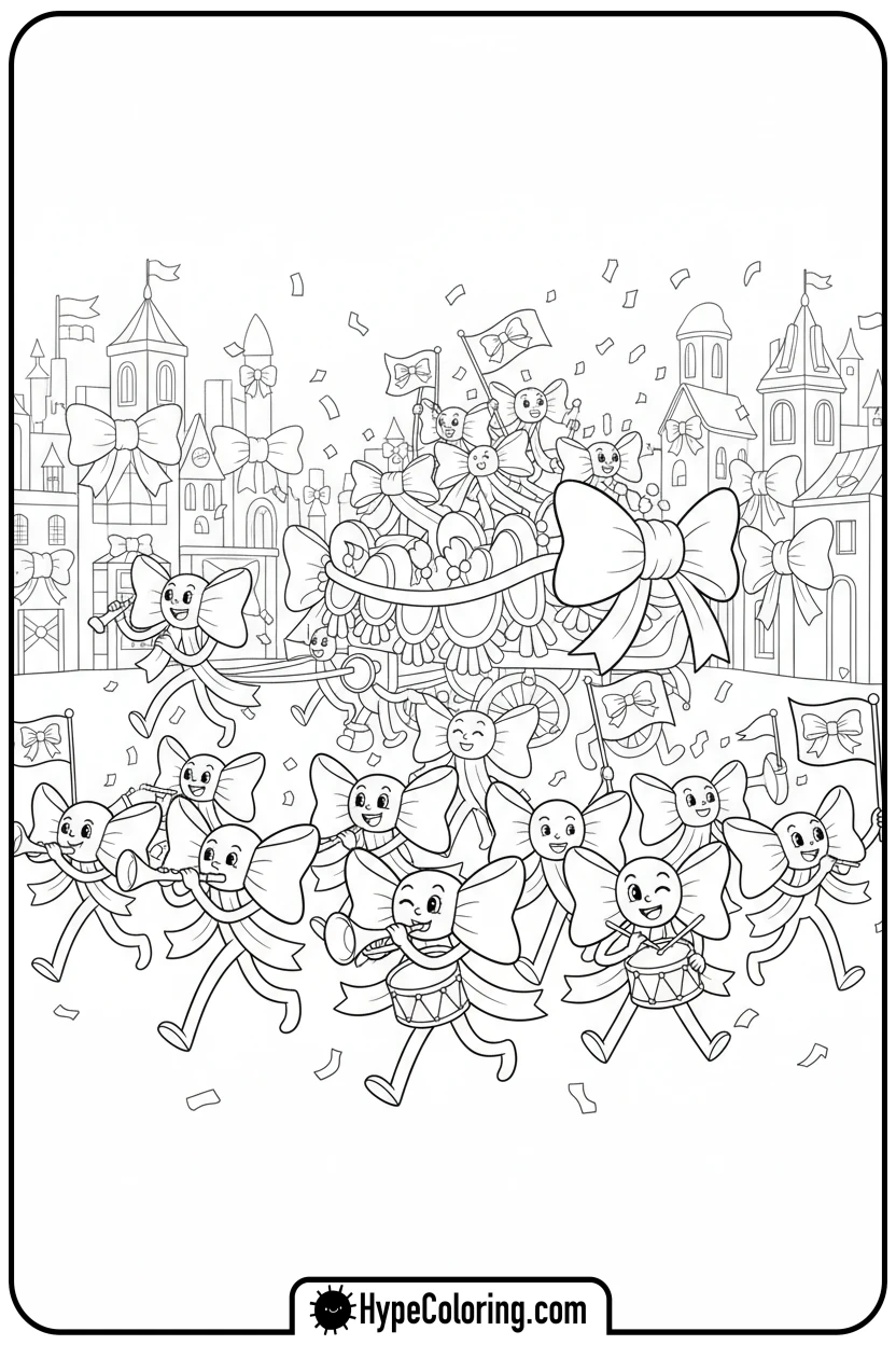 grand-parade-of-bow-characters - coloring pages bows